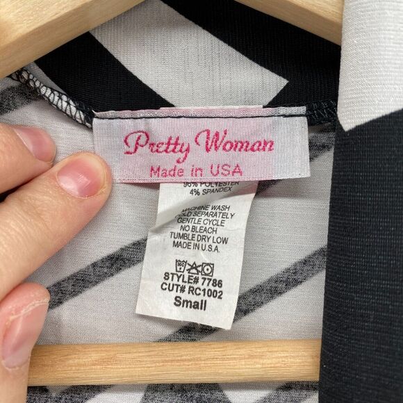 Pretty Woman Top Women S Small Black Geometric Open Front Long Sleeve Casual - Picture 3 of 7